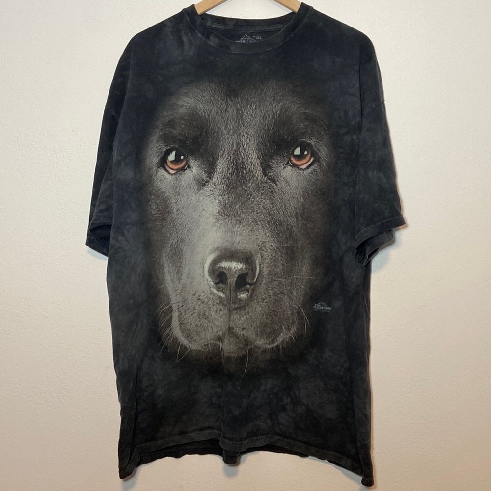 The Mountain Full Face Black Lab Tie Dye Gray Tee USA Made 2011 Dog XXL